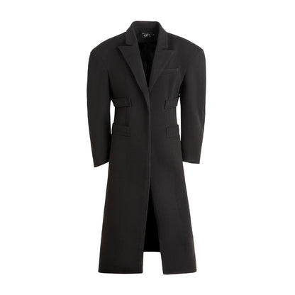 FRKM SCD Inverted Triangle X-Shaped Waist Tweed Long Coat - EMBER.