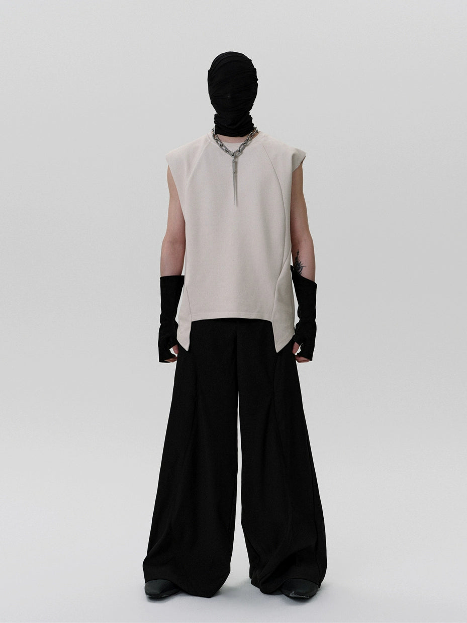 FRKM SCD Handmade Air Eye Bound Black Loose Wide-Leg Pants- ERNEST.