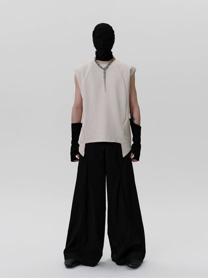 FRKM SCD Handmade Air Eye Bound Black Loose Wide-Leg Pants- ERNEST.