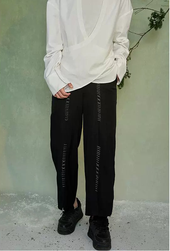JIECHI  casual loose high-end black trousers - EVAN.