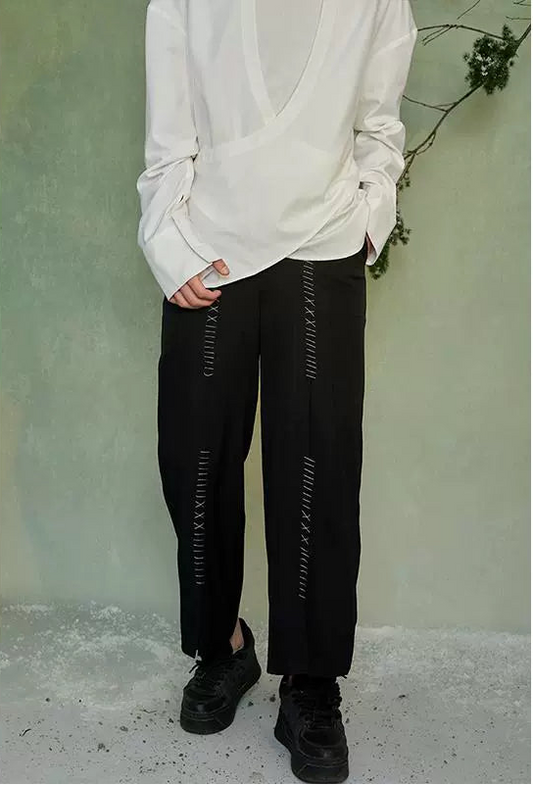 JIECHI  casual loose high-end black trousers - EVAN.