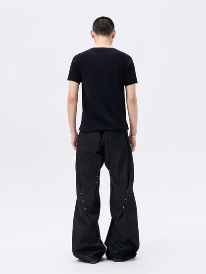 FRKM SCD Pleated Loose Jeans Three-Dimensional Twist A-line Pants - ROMEO.