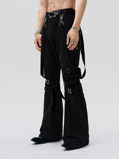 FRKM SCD Strip Strap Knee-cinching A-Shaped Bootcut Casual Pants - ZITA.