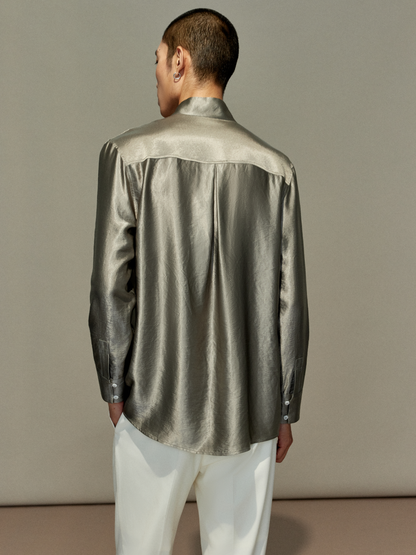 OWNLIFE acetic acid improved collar seersucker texture shirt - DAVE.