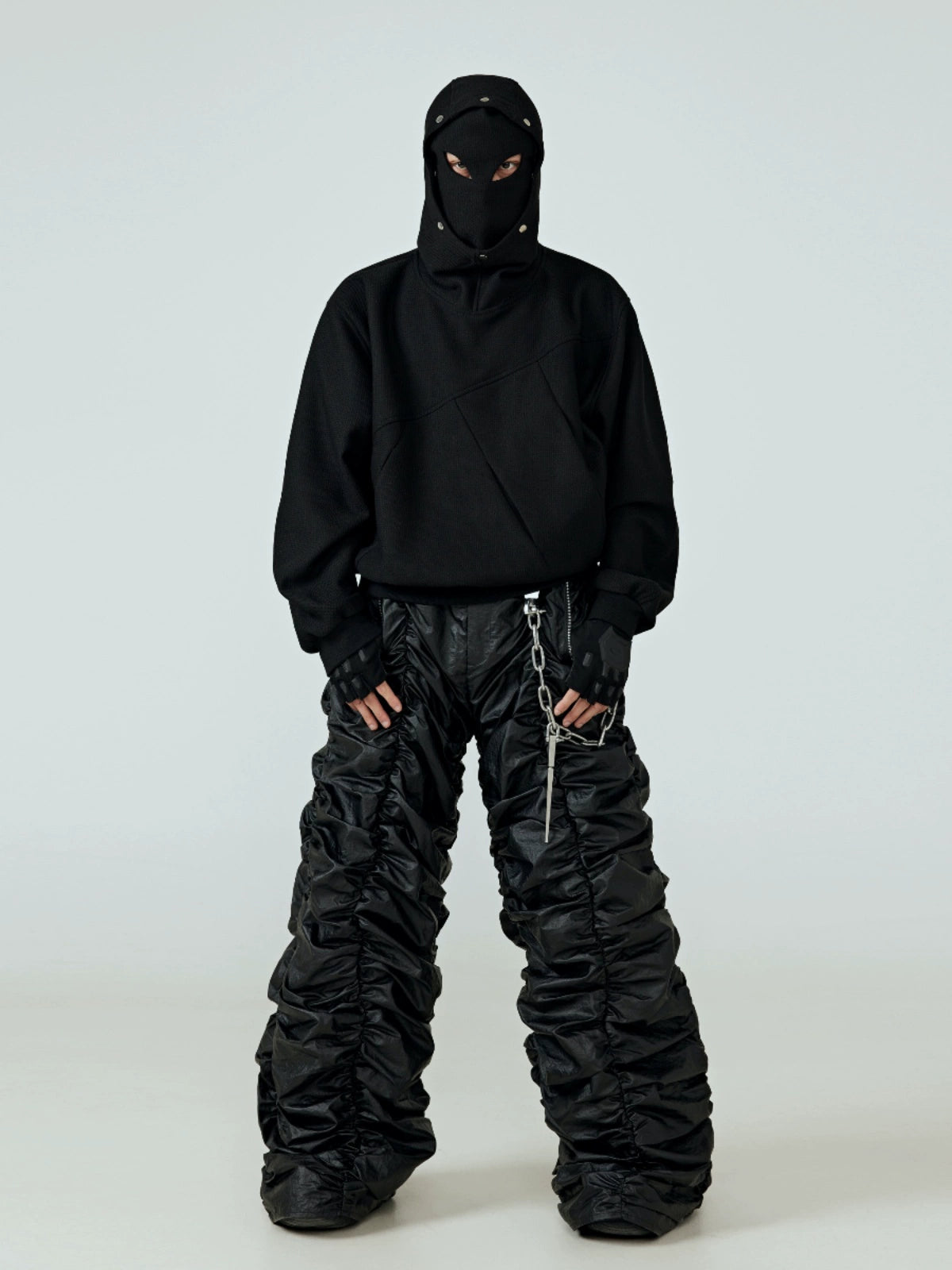 FRKM SCD Mask Deconstructed Paneled Studded Hooded Cardigan- PHARRELL.