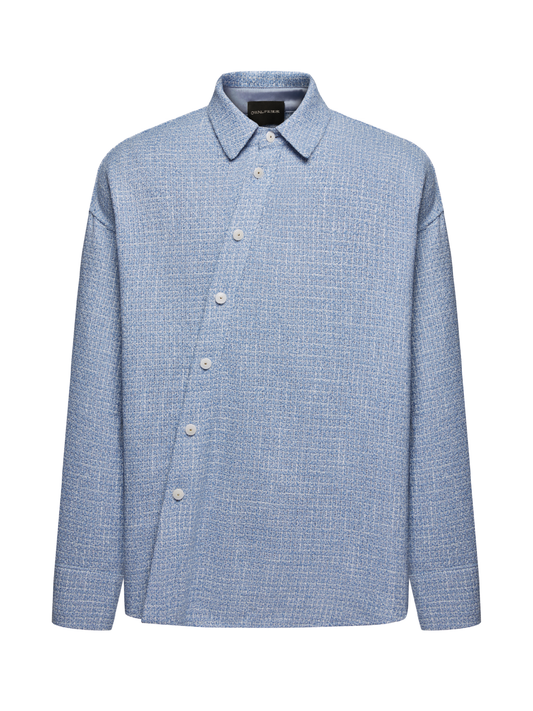 OWNLIFE blue slanted collar long sleeve casual shirt - JAW.