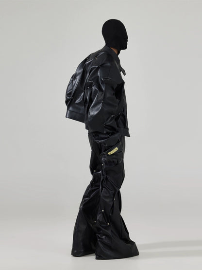 FRKM SCD Handmade rivet inlay pinch pleats leather jacket pant - LONDON.