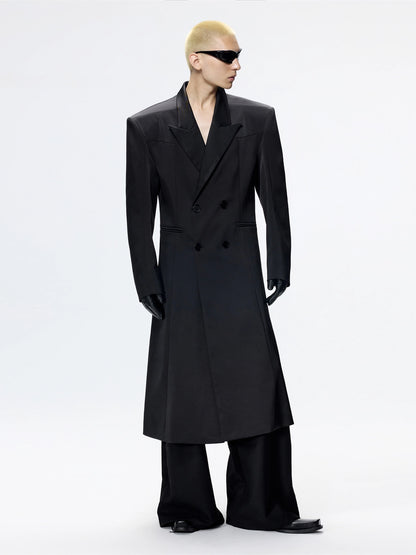 FRKM SCD Wide Haute Couture Black Long Tweed Coat - NOEL.