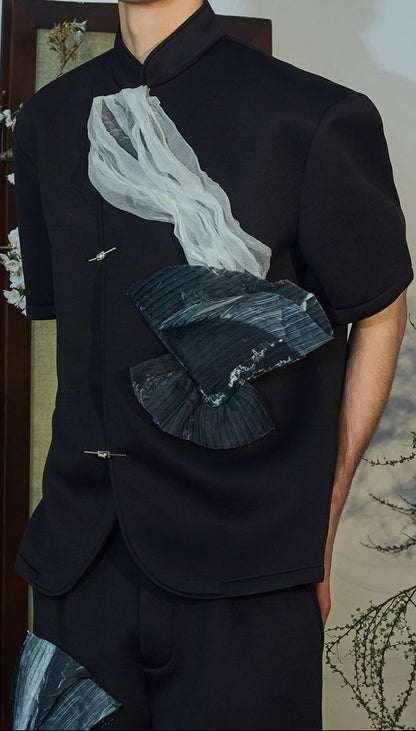 JIECHI short-sleeved men's appliqué shirt - KAANAN.