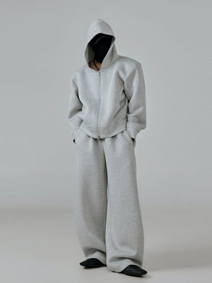 FRKM SCD Twill Air Cotton Hooded Sweatshirt Grey Zip Cardigan - THUNDER.