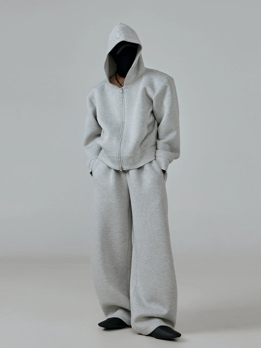 FRKM SCD Twill Air Cotton Hooded Sweatshirt Grey Zip Cardigan - THUNDER.