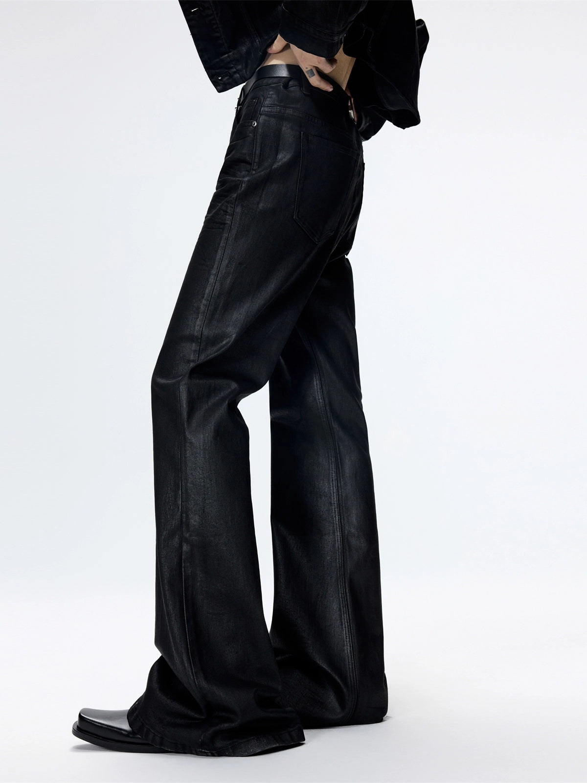 FRKM SCD Jeans Craft Brushed Wax Flared Pleated Cat Whisker Pants - BYRON.