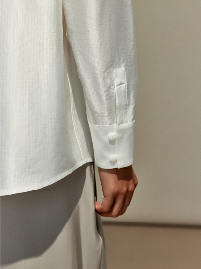 OWNLIFE acetic acid improved collar seersucker texture shirt - DAVE.