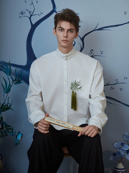 JIECHI white loose long-sleeved shirt - ZAC.