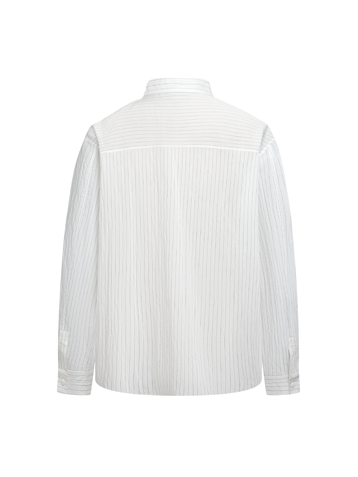 OWNLIFE Tencel striped stand-up collar placket shirt - TREY.