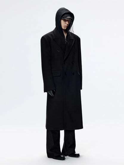 FRKM SCD Tweed Loose Black Shoulder Padded Thickened Coat- LIONEL.