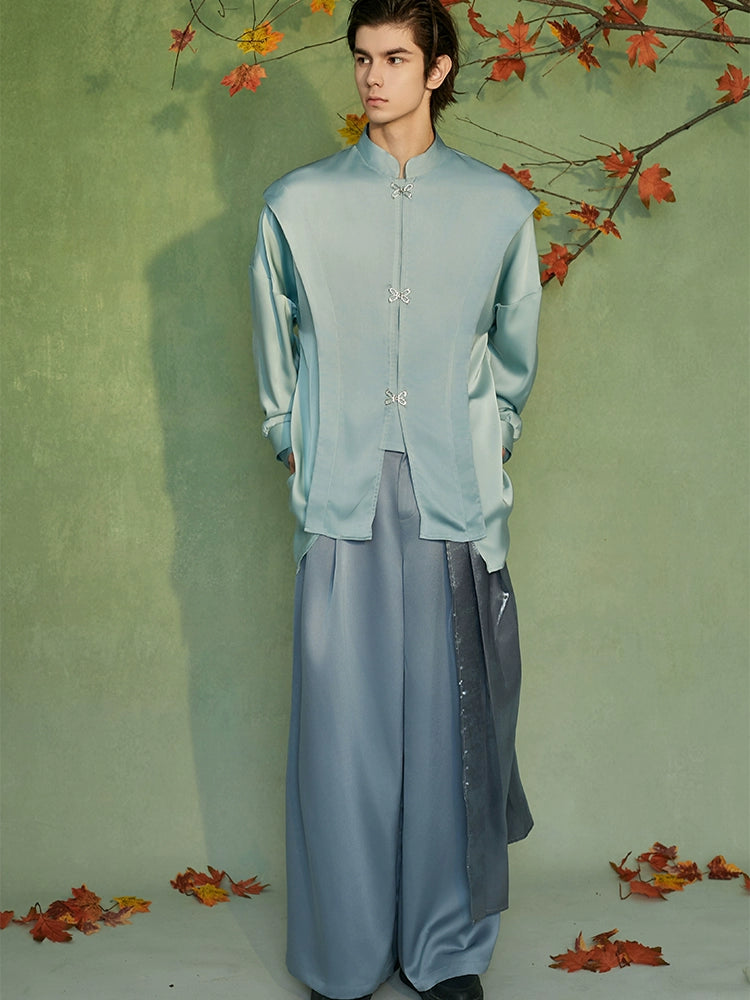 JIECHI  casual satin loose long-sleeved shirt - RILEY.