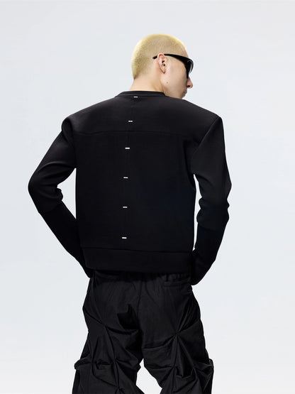 FRKM SCD Staple Embellished Inverted Triangle Metal Rivets Sweatshirt- STORM.
