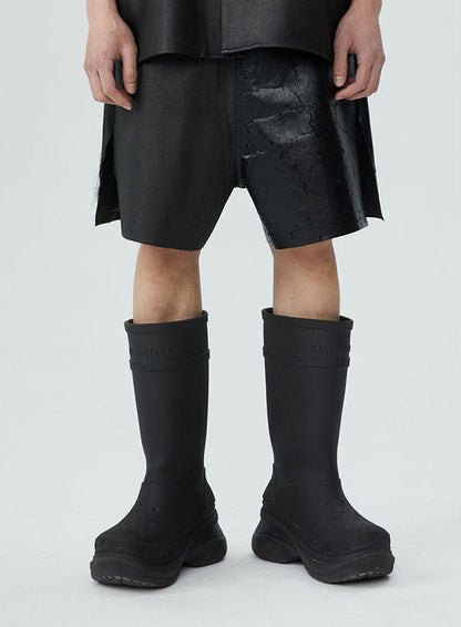 FRKM SCD SS summer heavy coated wax unisex slit loose stitching wide-leg shorts - ERILA.