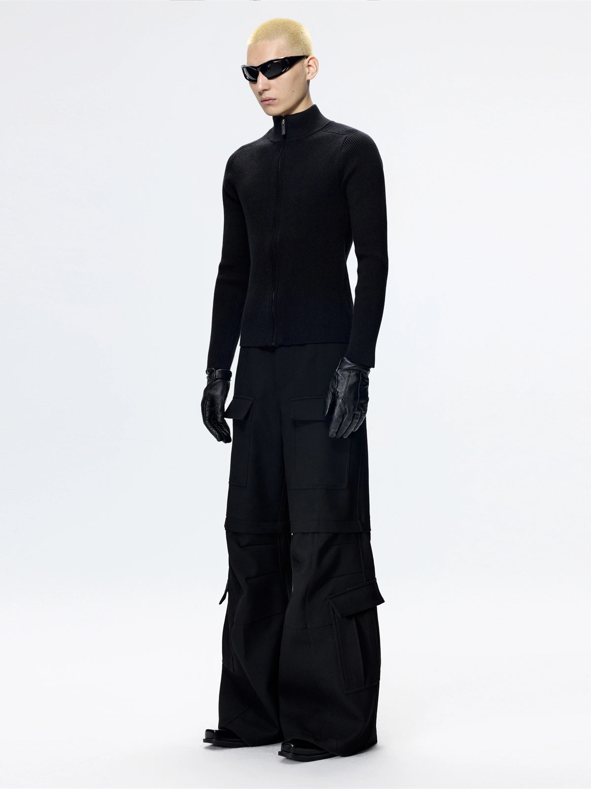 FRKM SCD multi-pocket A-line fit loose casual wide-leg cargo pants - QING.