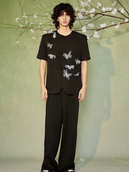 JIECHI  appliqué loose crew neck short sleeve unisex top - DEIRDRE.