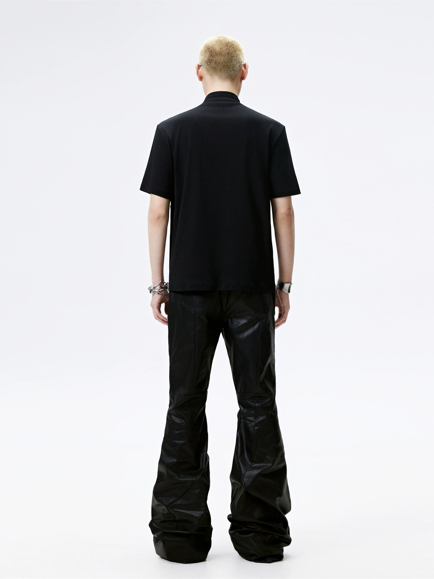 FRKM SCD Small Neckline Stretch Fabric Solona Curved Zipper T-Shirt - KELLY.