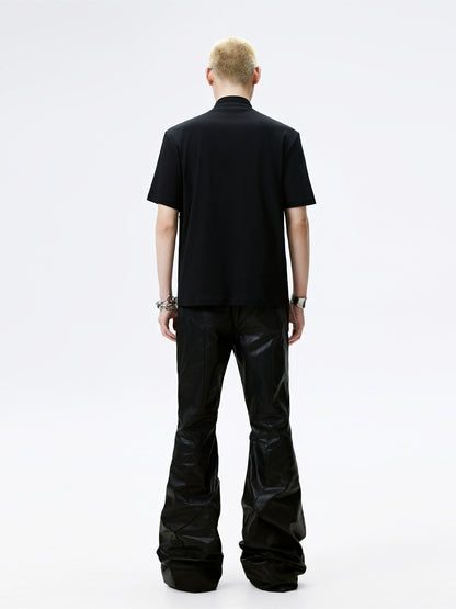 FRKM SCD Small Neckline Stretch Fabric Solona Curved Zipper T-Shirt - KELLY.