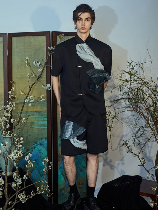 JIECHI  loose men's athleisure appliqué five-point shorts - OSCAR.