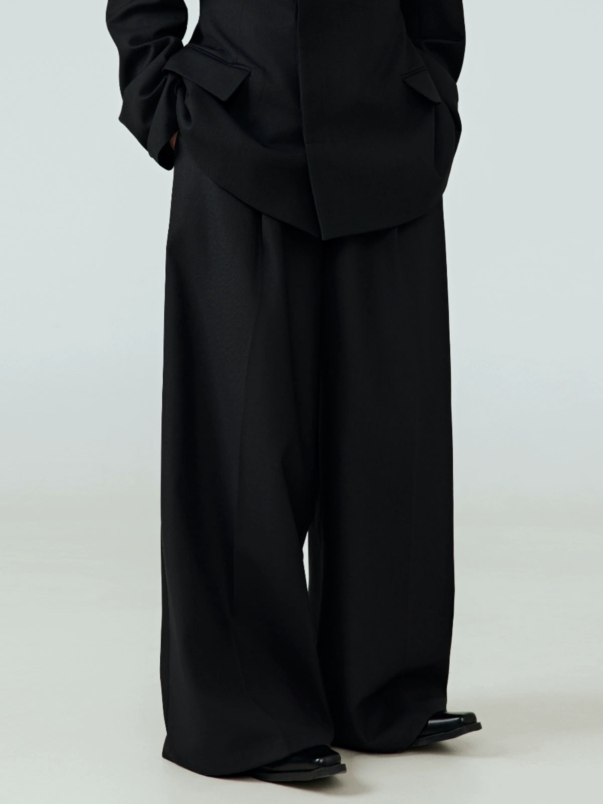 FRKM SCD draped silhouette wide-leg straight-leg black pants - RYAN.
