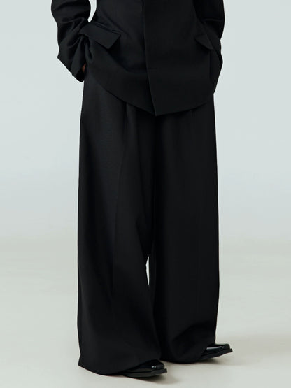 FRKM SCD draped silhouette wide-leg straight-leg black pants - RYAN.