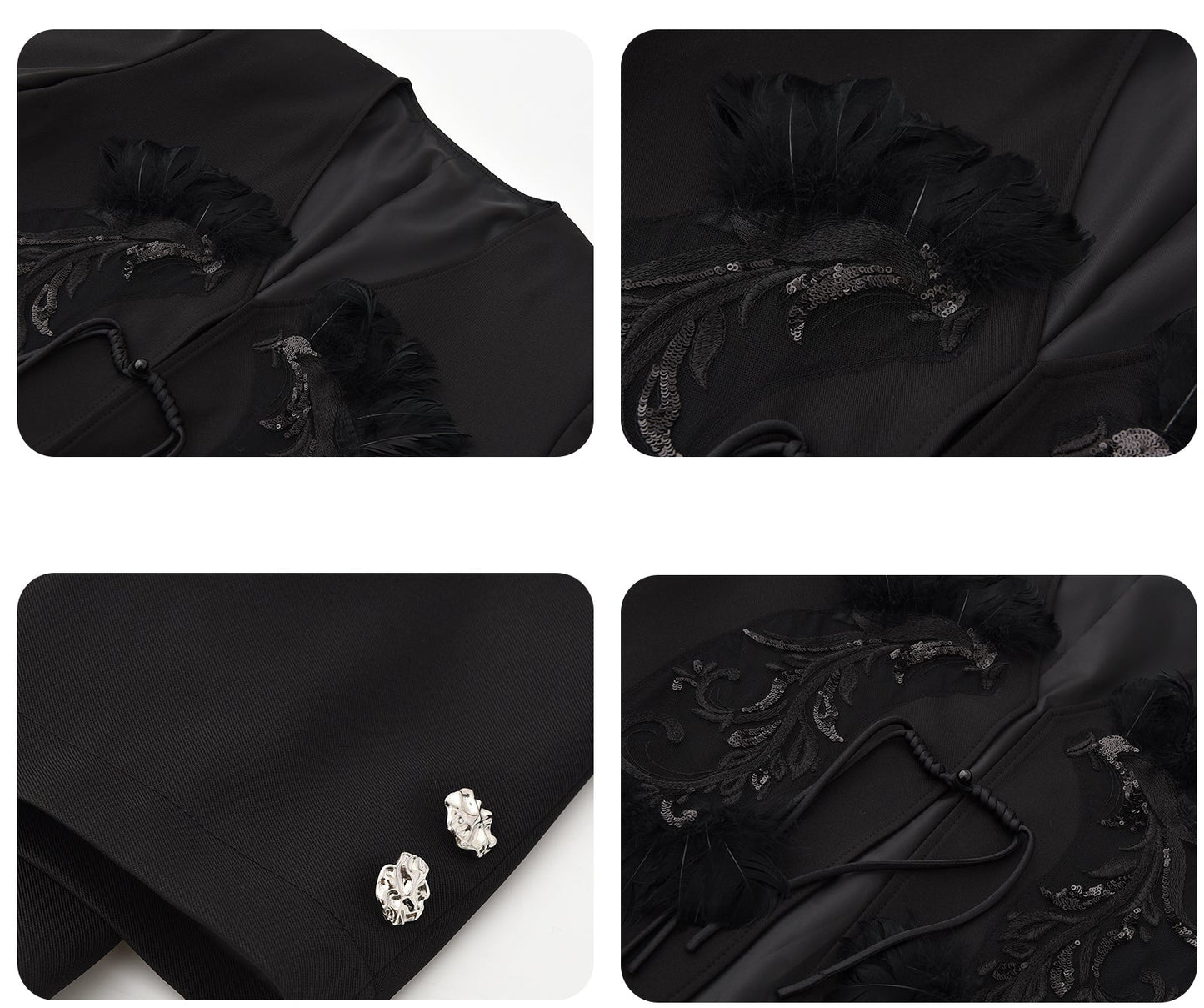 JIECHI  appliqué loose collarless buckle coat - GAVIN.