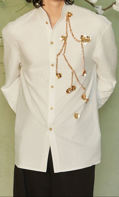 JIECHI casual oxford white loose long-sleeved shirt - CAYDEN.