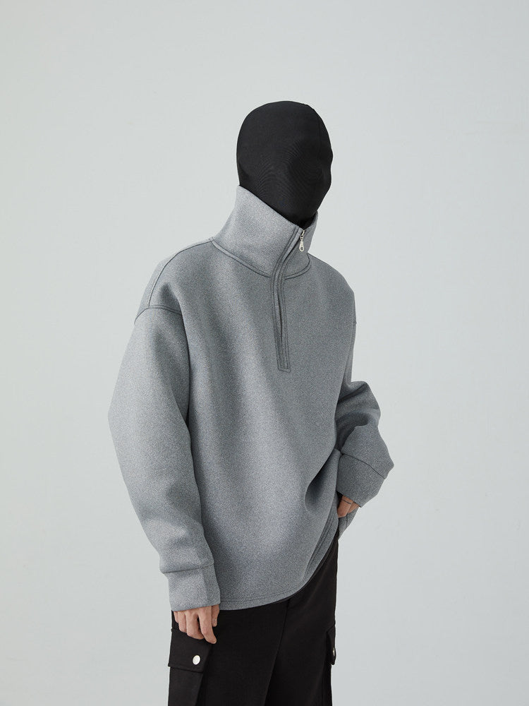 FRKM SCD  Gray Air Cotton Casual Loose Versatile High Neck Unisex Sweatshirt- XYLO.