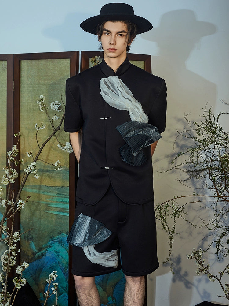 JIECHI short-sleeved men's appliqué shirt - KAANAN.