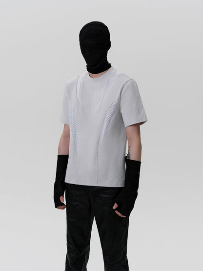 FRKM SCD Mesh Stitching Deconstructed Short-Sleeved T-Shirt- DUSTIN.