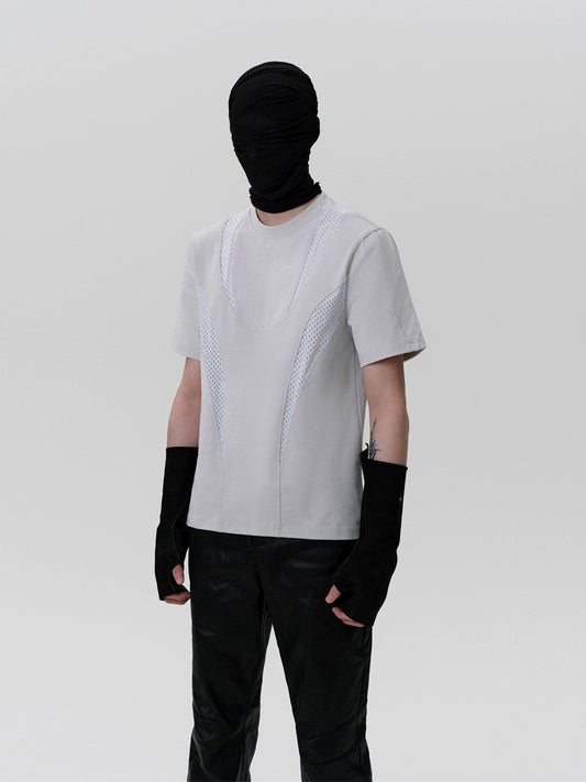 FRKM SCD Mesh Stitching Deconstructed Short-Sleeved T-Shirt- DUSTIN.