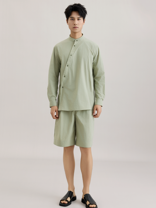 OWNLIFE stand-up collar shirt and shorts set - DECLAN.