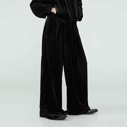 FRKM SCD Velvet Wide-leg Floor-length Drape Loose Casual Pants - HASH.