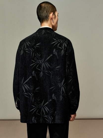 OWNLIFE bamboo sparrow chenille velvet jacquard jacket - JOSIE.