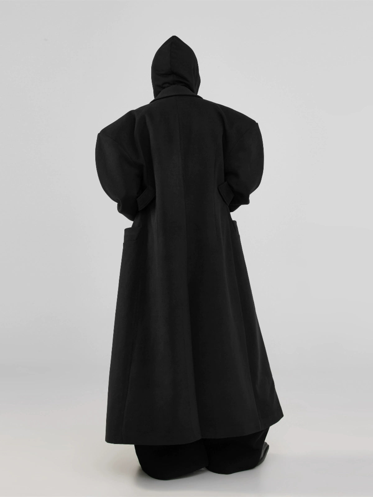 FRKM SCD Inverted Triangle X-Shaped Waist Tweed Long Coat - EMBER.