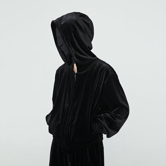 FRKM SCD Textured Velvet Sweatshirt Cardigan Jacket - GHOST.