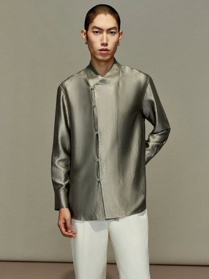 OWNLIFE acetic acid improved collar seersucker texture shirt - DAVE.