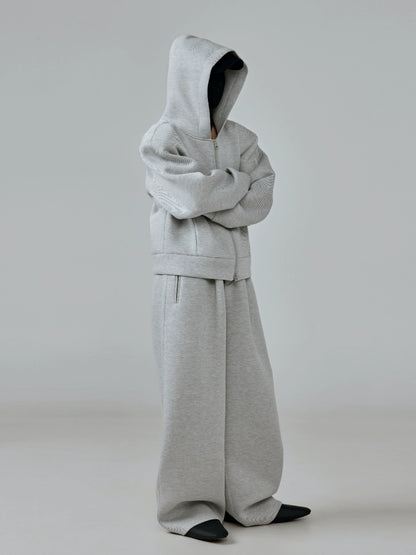 FRKM SCD Twill Air Cotton Hooded Sweatshirt Grey Zip Cardigan - THUNDER.