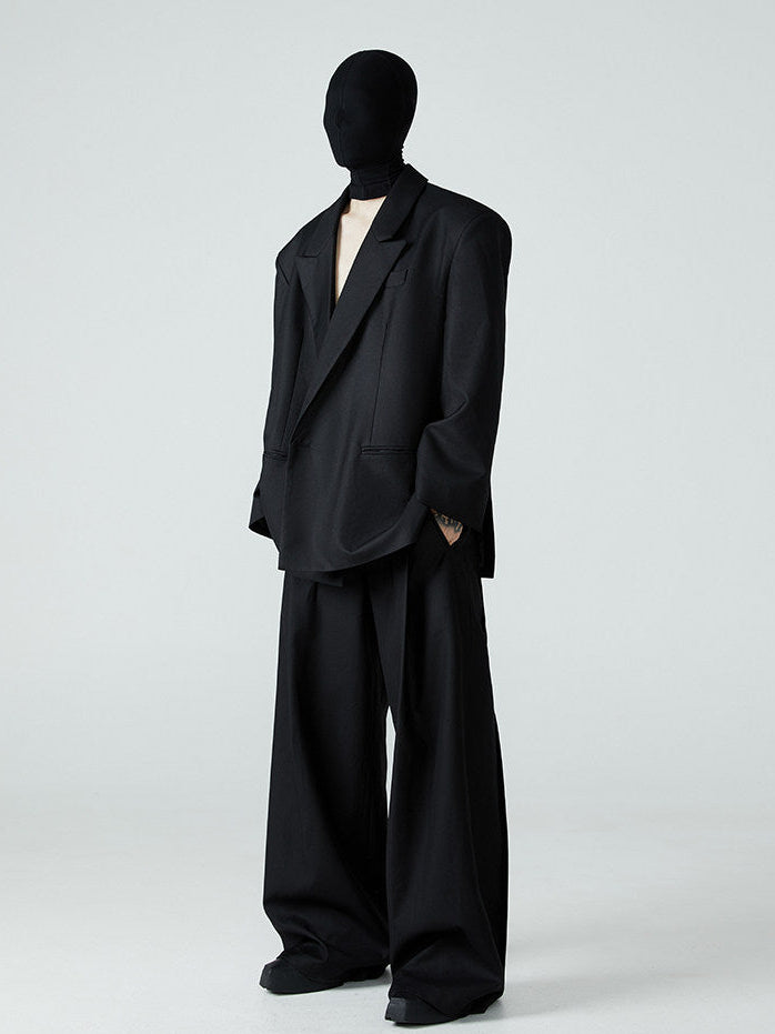 FRKM SCD SS Loose-leaf Wide-Leg Black Pleated Casual Pants - AURA.