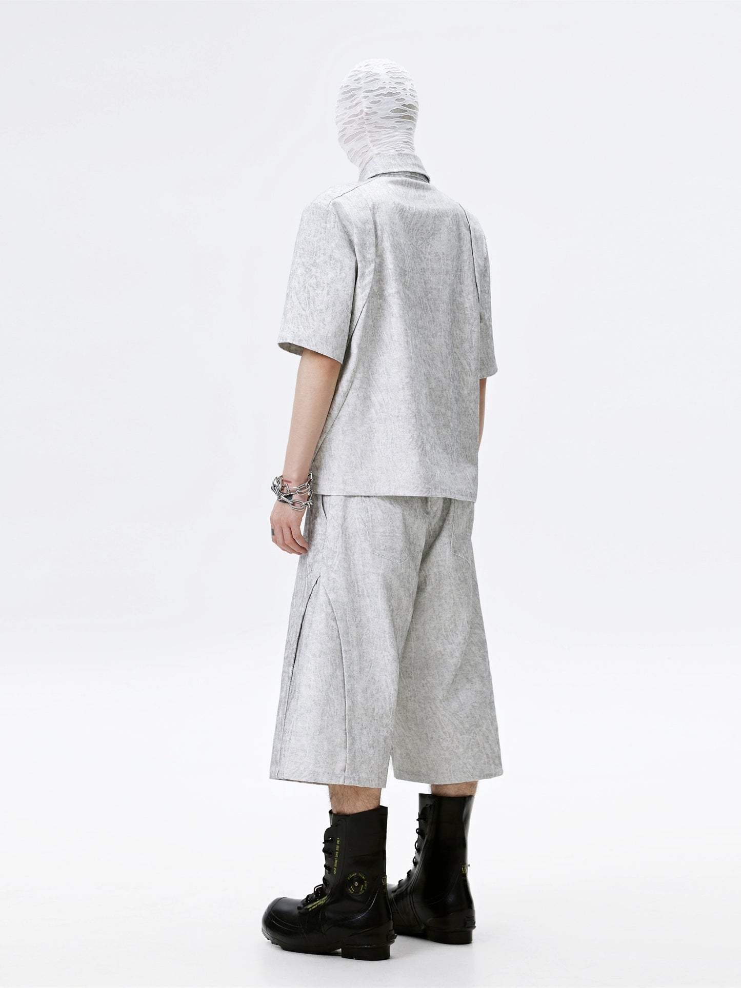 FRKM SCD Veined Texture Zip Tree Pattern Top and Short - CARRIE.