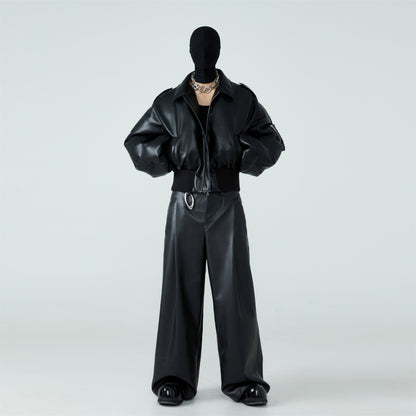 FRKM SCD PU Leather Down Shiny Short Thickened Warm Jacket - PHINA.