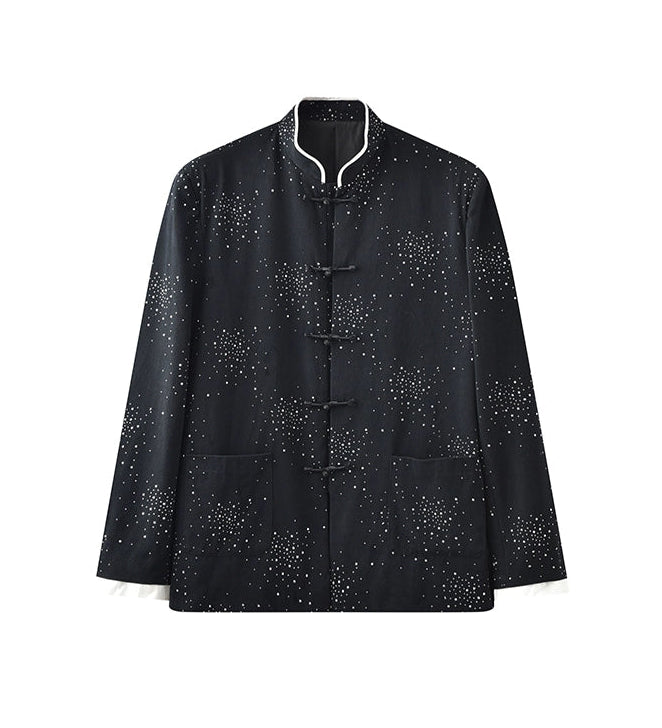 JIECHI stand-up collar beaded disc buckle tunics jacket - DEREK.
