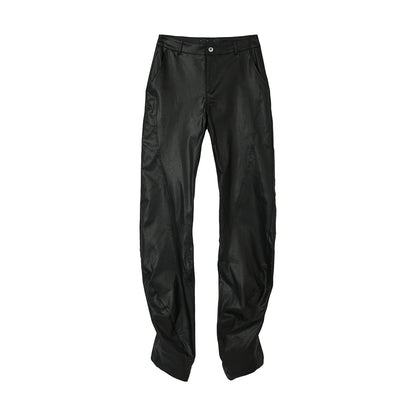 FRKM SCD  Irregular Twist Handmade Wax Layer Casual Pants - CANDY.