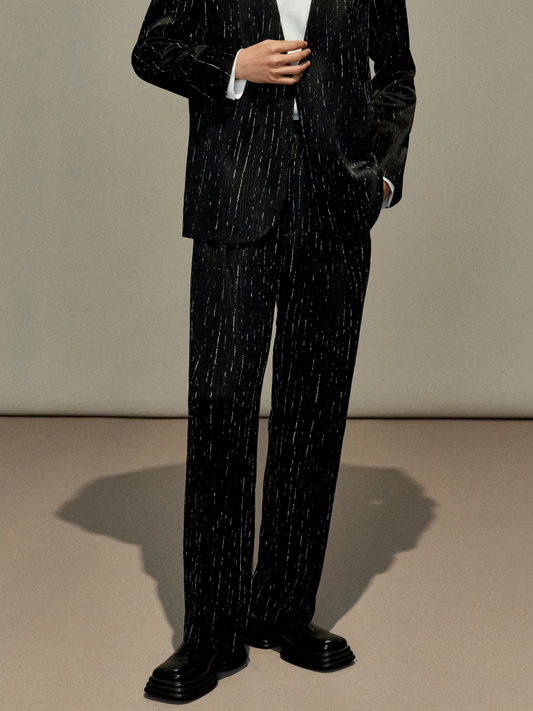 OWNLIFE acetate linen bi-fold design wide-leg pants - ROBERT.