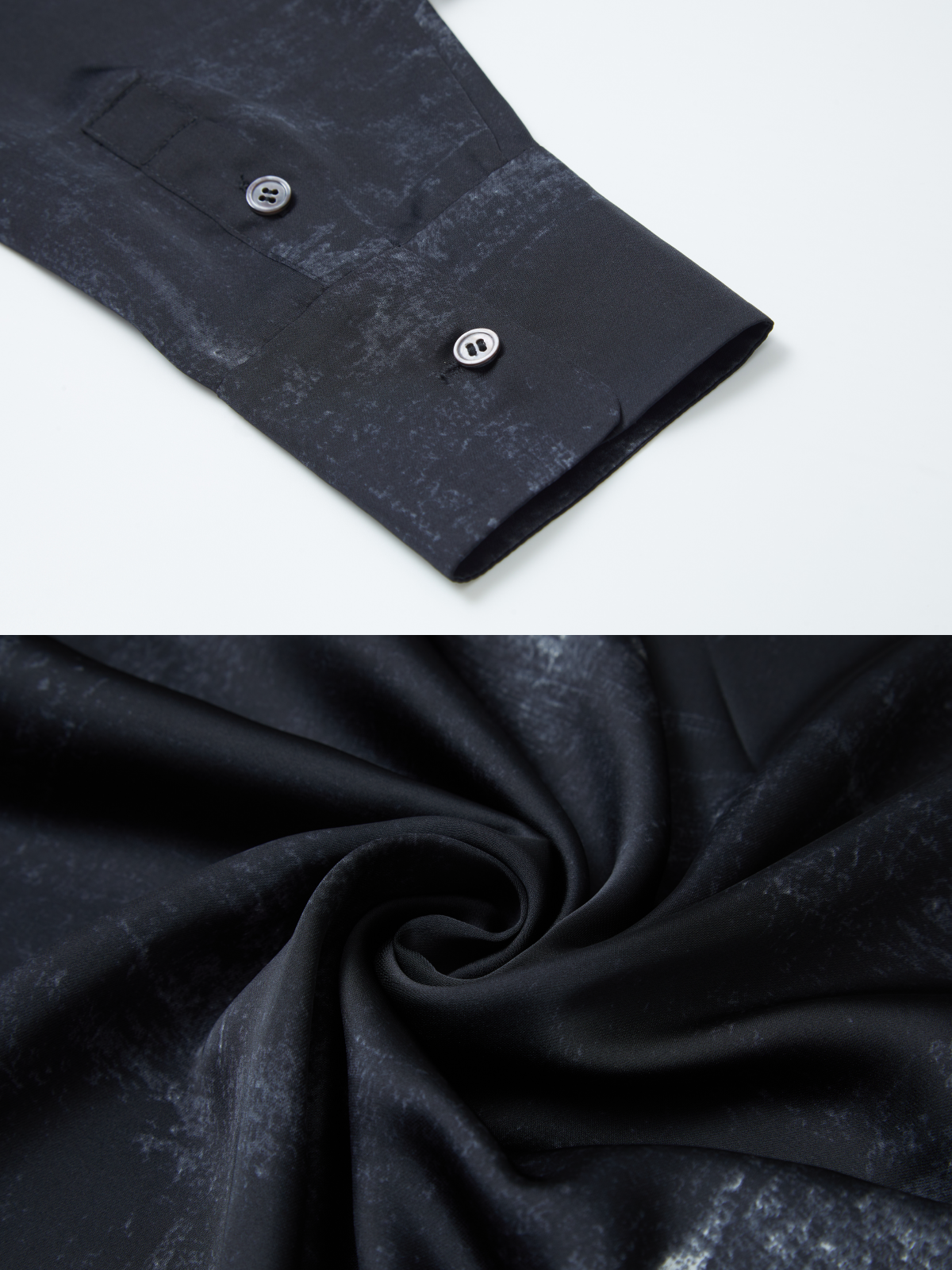 OWNLIFE ink stand-up collar cross-placket natural obsidian shirt - RICHY.